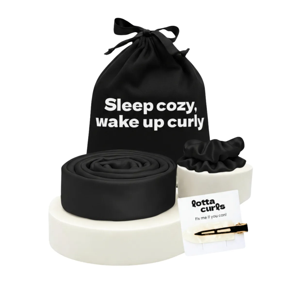 Lotta Curls Lockenband Satin Cotton Black