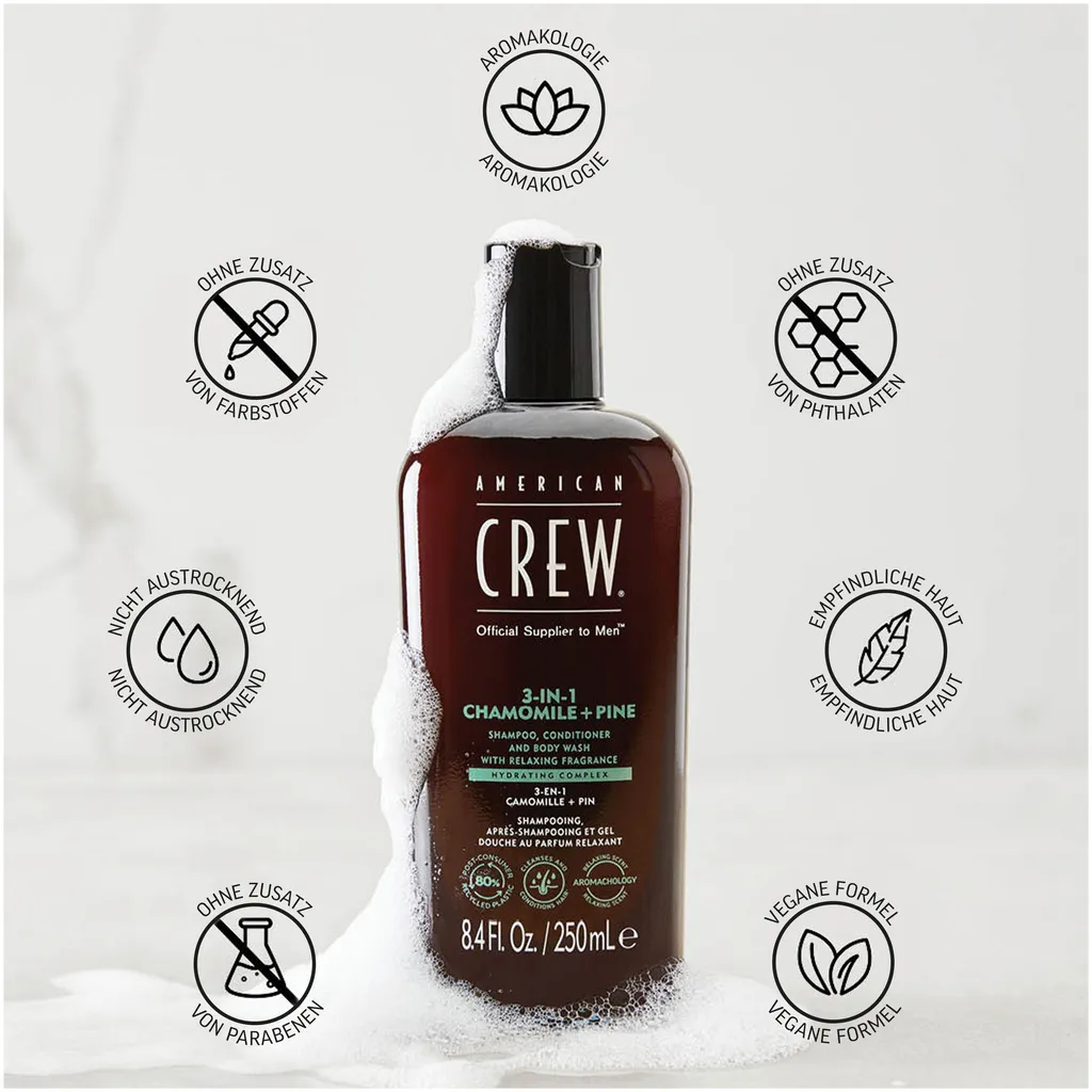 American Crew 3in1 Chamomile & Pine Shampoo, Conditioner & Body Wash